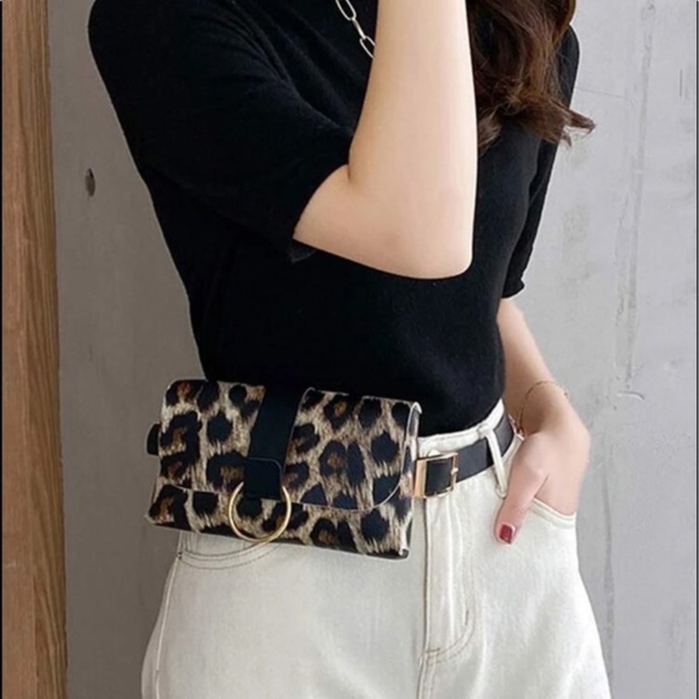 Mini Leopard Pattern Flap Belt Bag NWT